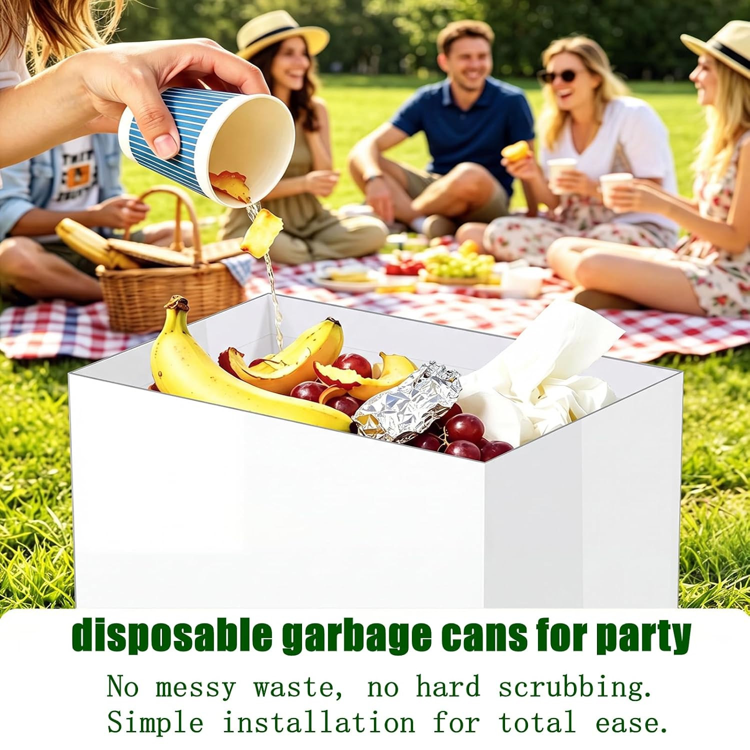 13Gal (52 QT) Disposable Trash Cans,5-Pack Foldable Cardboard Bins | Waterproof