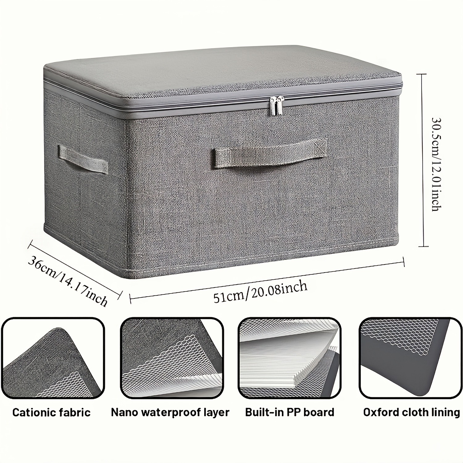 4pcs, Extra-large Foldable Cationic Storage Box, Waterproof Storage