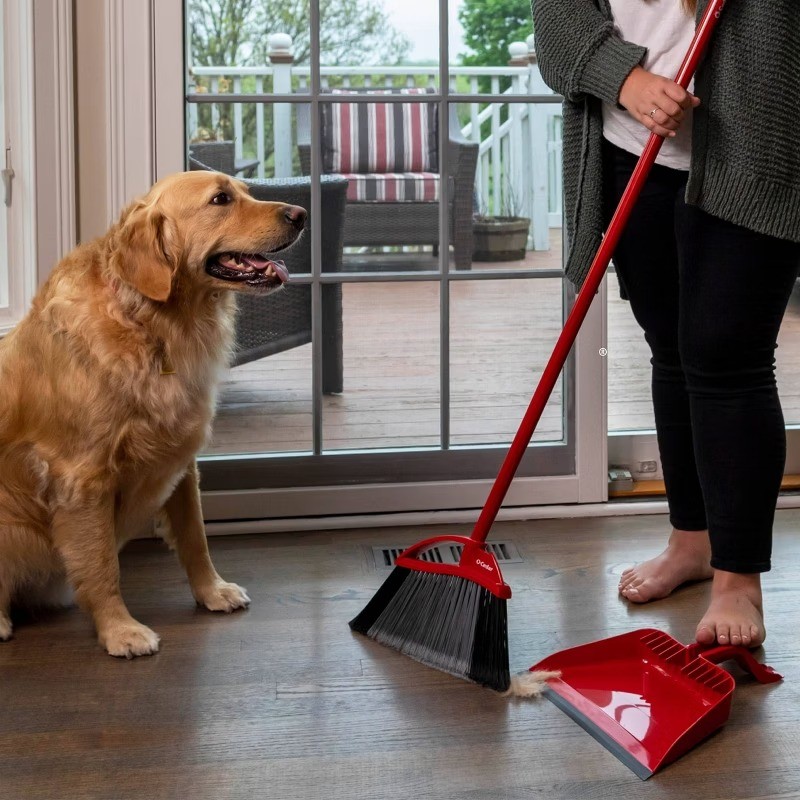 PowerCorner Pet Pro Assembled Broom with Step-On Dustpan
