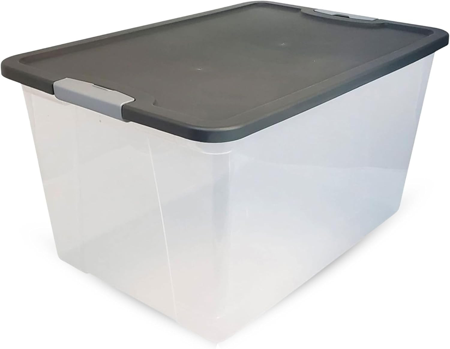 4-Pack Secure Latch, Clear Plastic Storage Organizer Bins, 64 Quart, Gray Lid –