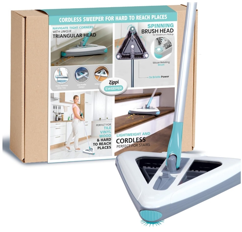 Zippi Sweeper Max- Powerful and Lightweight Sweeper, Perfect for Carpet Hardwood