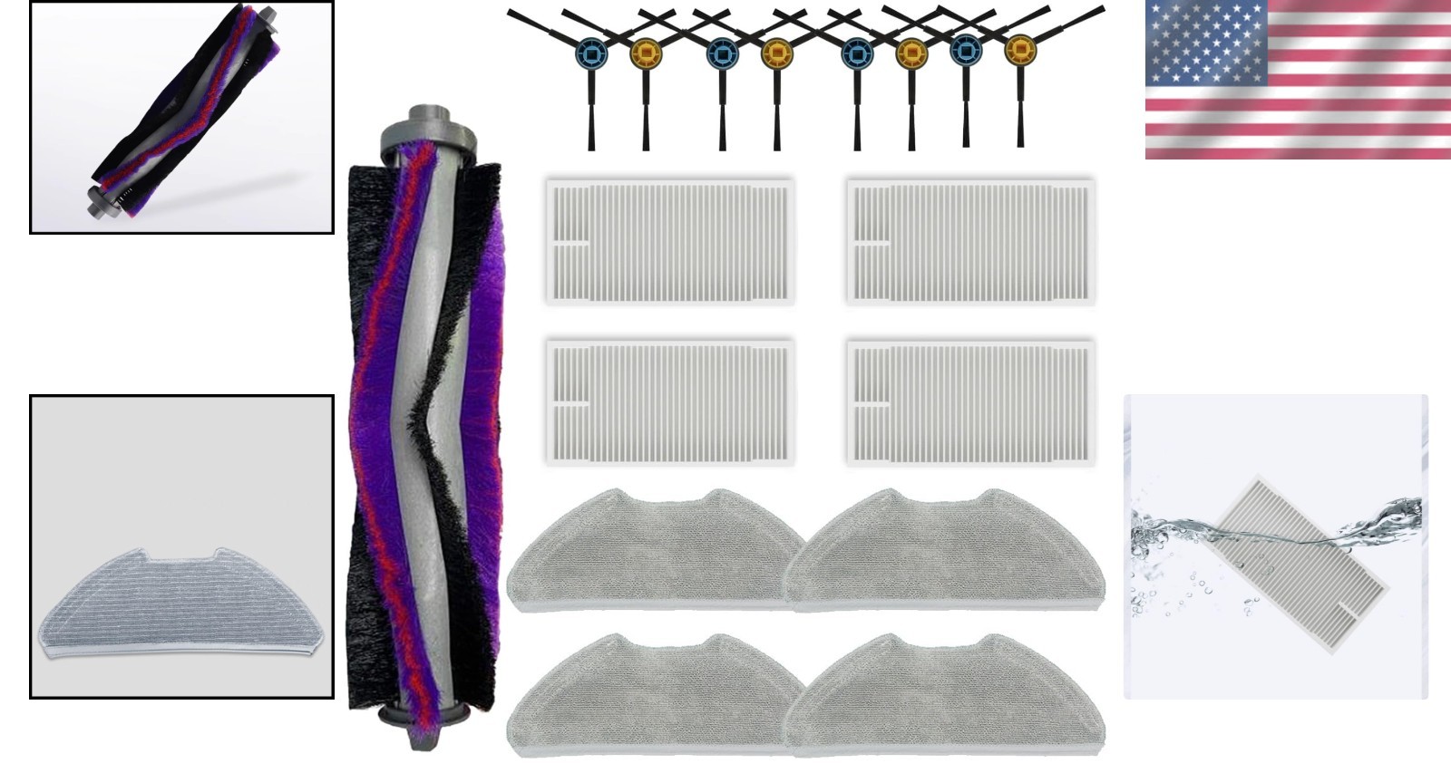 Eureka E10s E20 Plus Replacement Parts Set: 1 Main Brush, 4 HEPA Filters & Mo…
