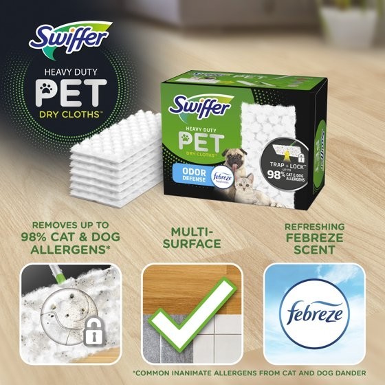 2 pack – Swiffer Hair Magnet Heavy Duty Pet Refills, Odor Defense, 32 Count