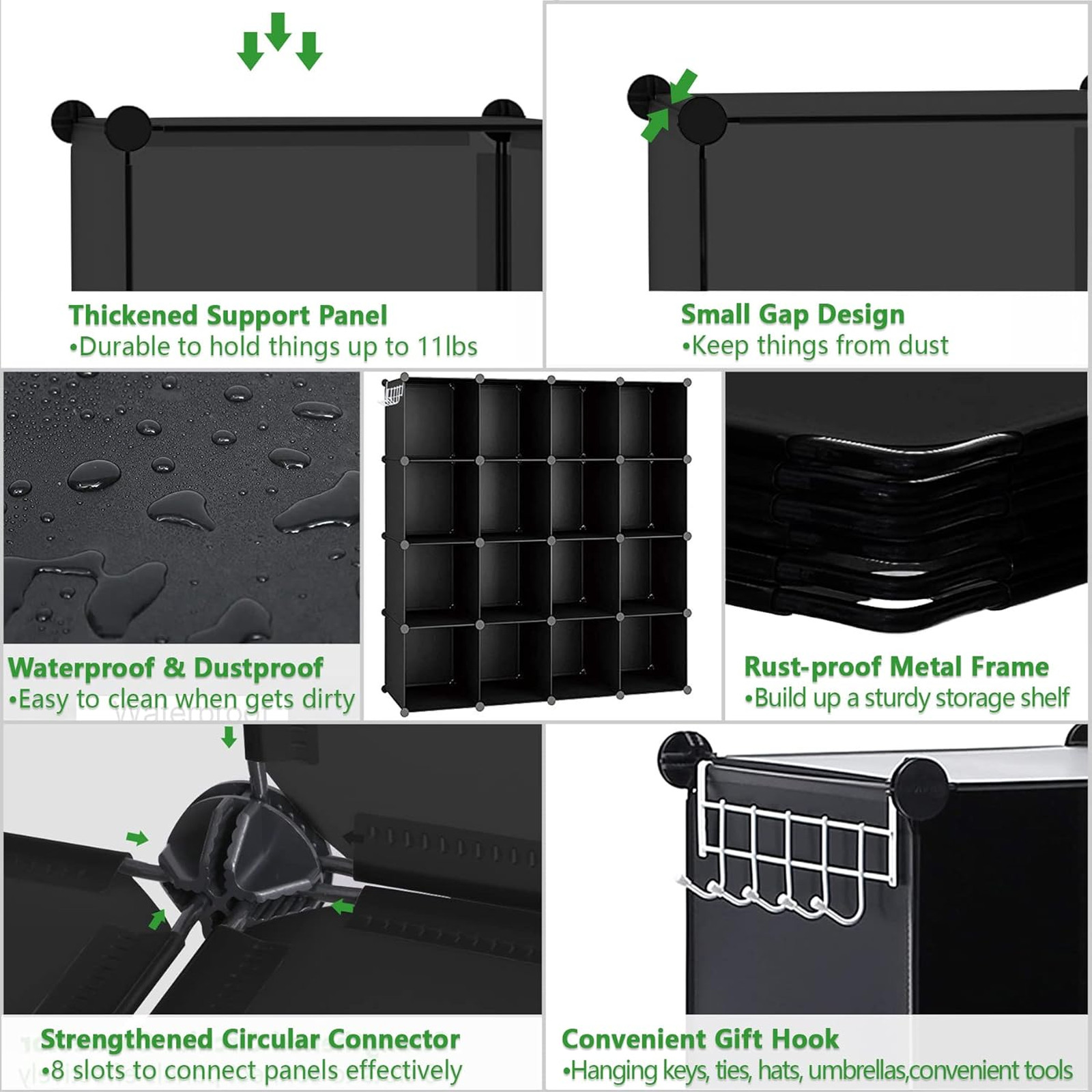 Cube Storage Organizer 16-Cube Plastic Shelves Modular Closet Storage Units