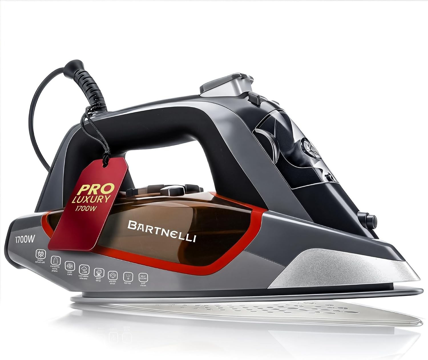 Pro Luxury Steam Iron for Clothes – 1700W Heavy-Duty Commercial Iron with Mul