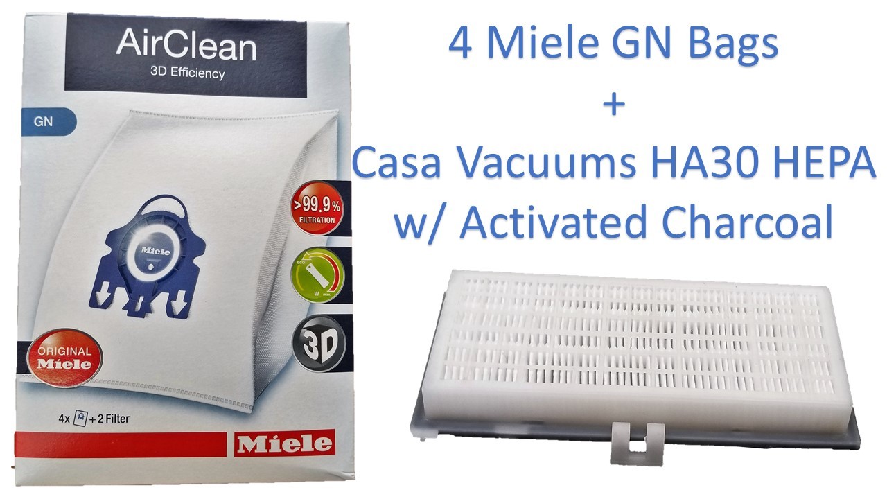 Miele Type GN + Casa Vacuums HA30 HEPA 4 Bags & 3 Filters C1 S400, S2, S600