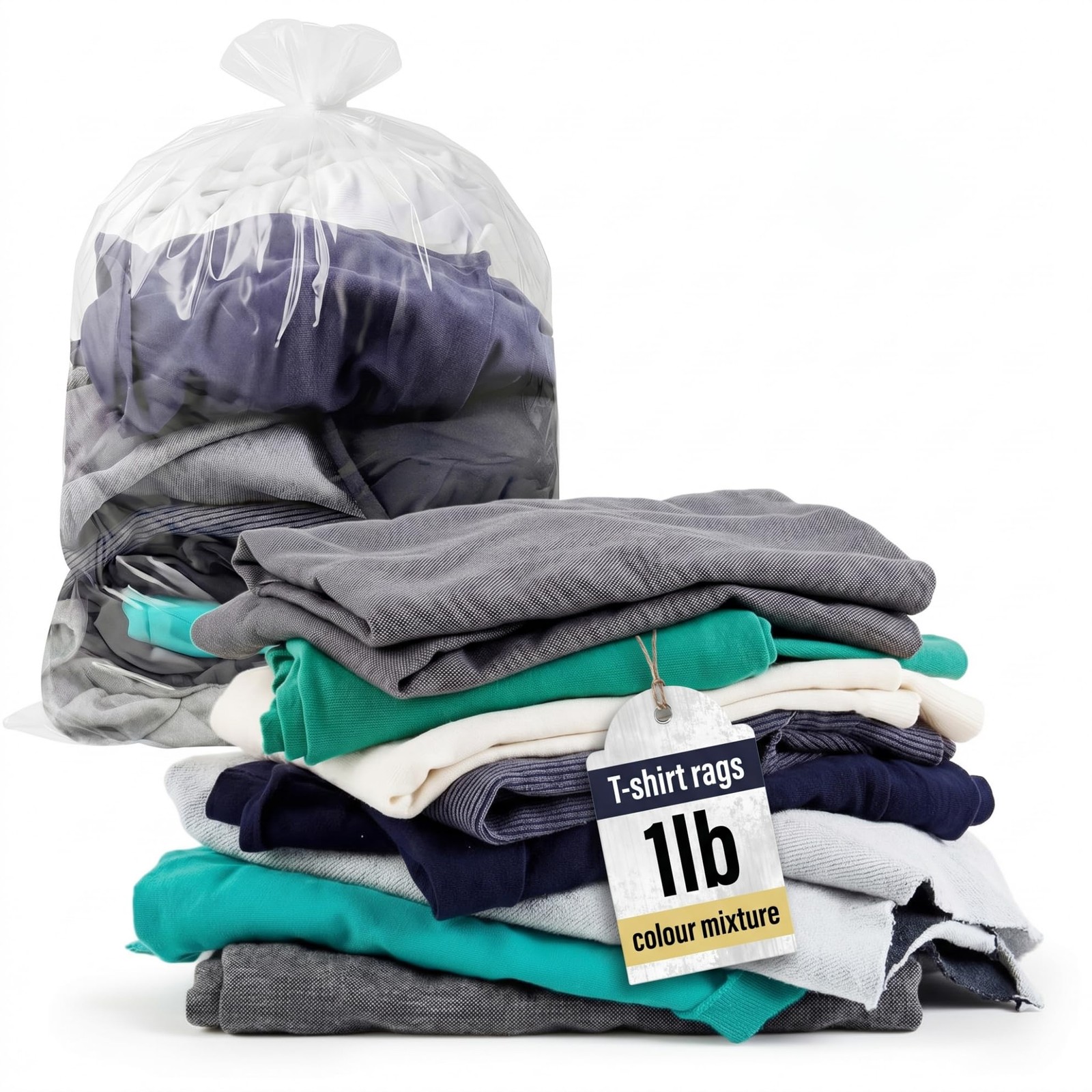 1 lb Mixed Colors T-Shirt Bag of Rags Cleaning Cloths Cotton Blend Shop Rags …