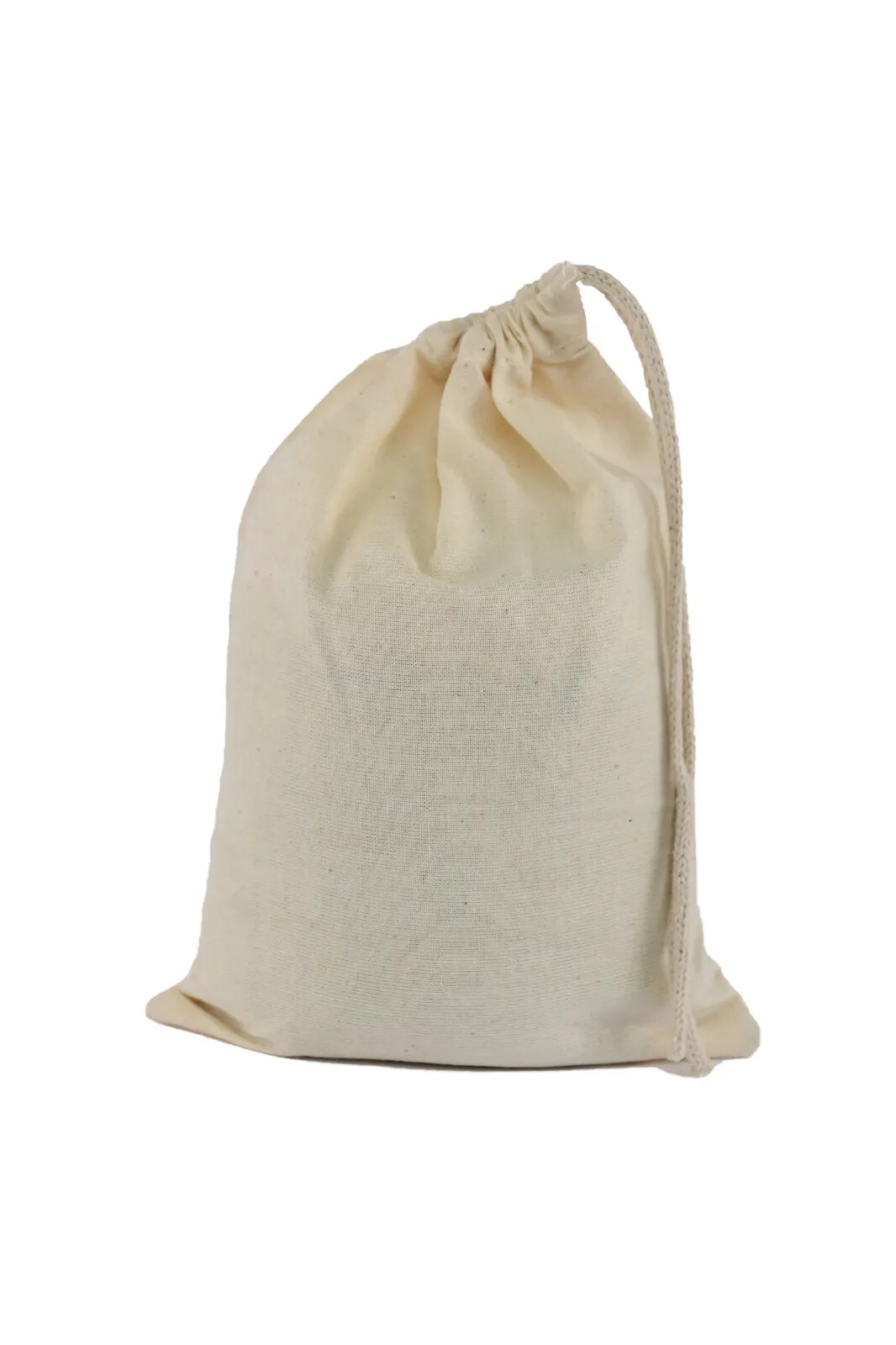 Single Drawstring Organic Cotton Muslin Bags – Premium Quality – Natural Color