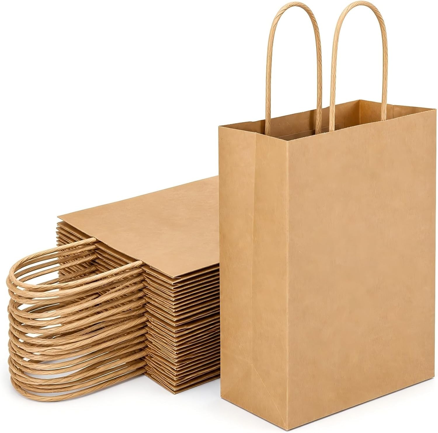 Small Kraft Bags with Handles – 15 Pcs Small Kraft Paper Bags Brown Bag Paper