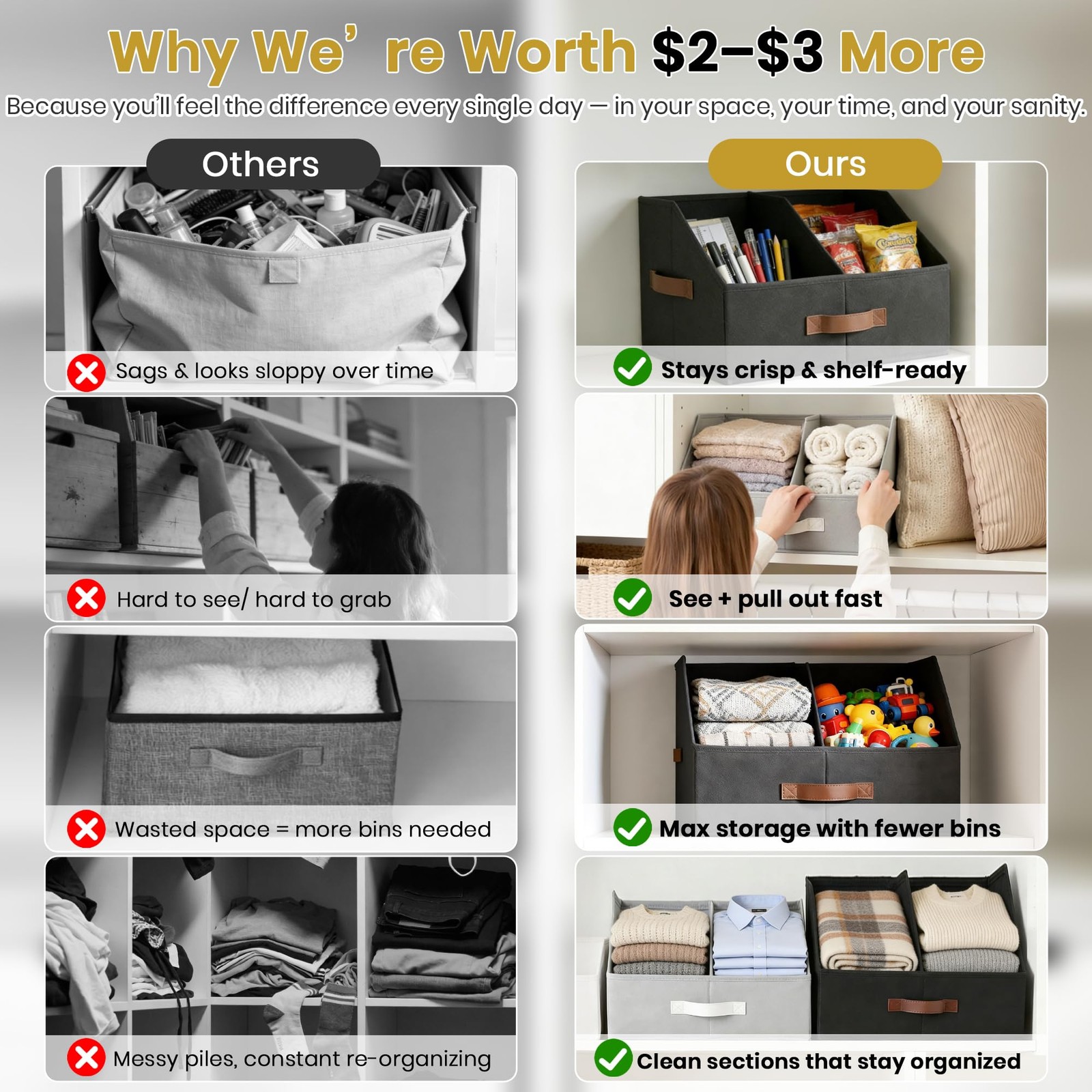 HOMELUX THEORY Storage Bin Small 6pc Dark Gray