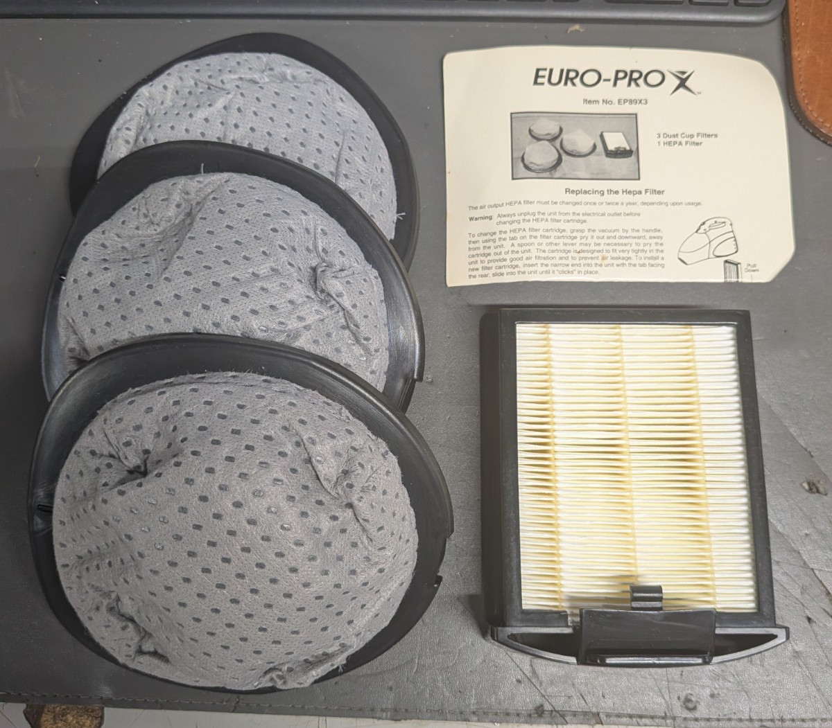 Euro Pro 3 Dust Cup Filters Ultra Shark EP89X3 True Hepa Filter