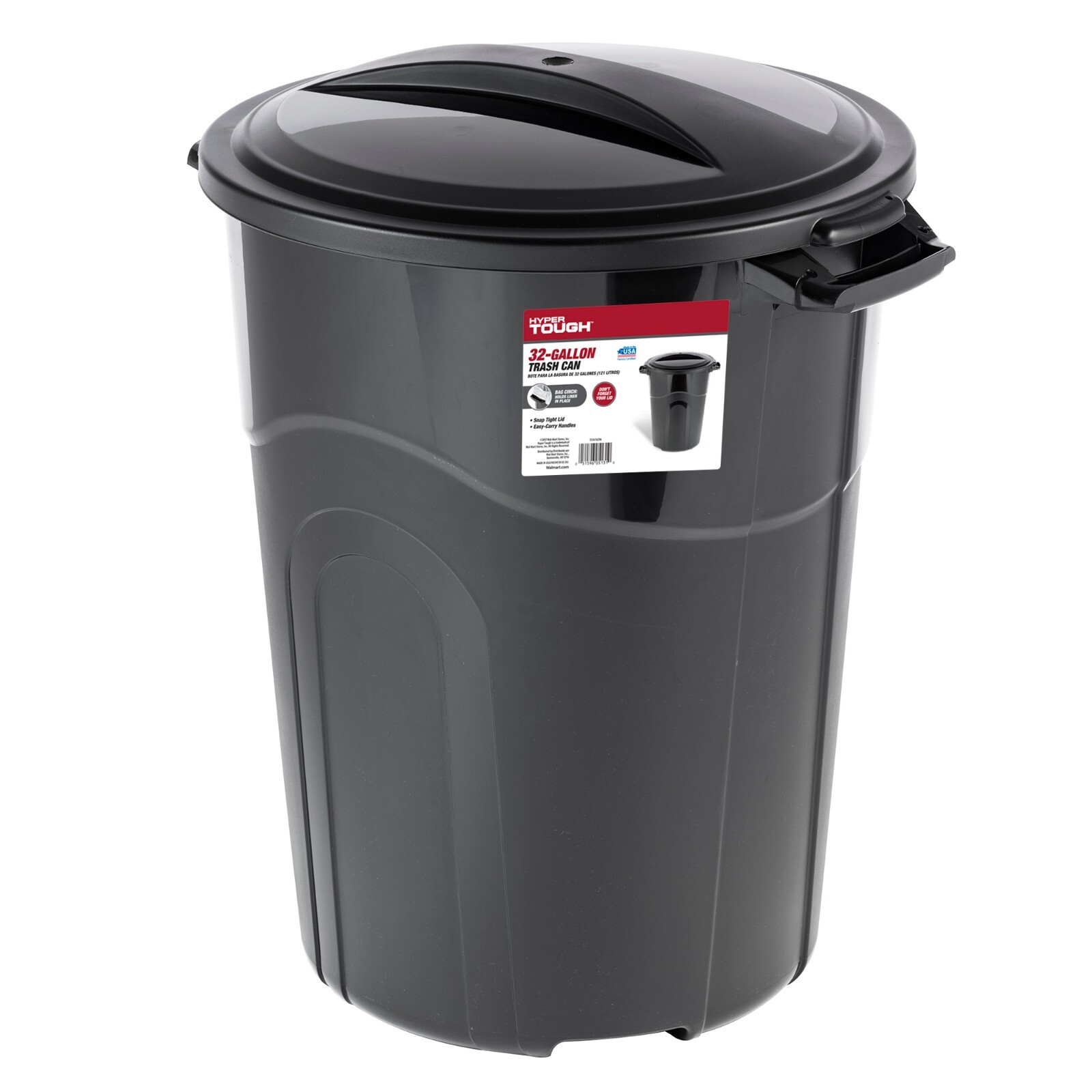 Hyper Tough 32 Gallon Heavy Duty Plastic Garbage Can Included Lid Indoor/Outdoor