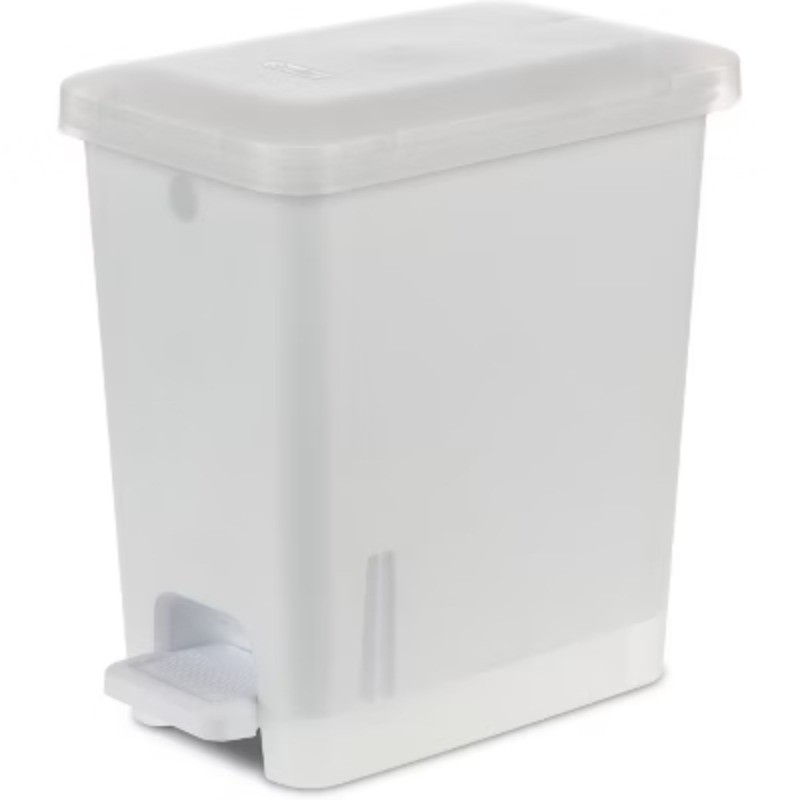 2.7gal Step Trash Can Clear Small Pedal-Operated Lid, Bathroom Garbage