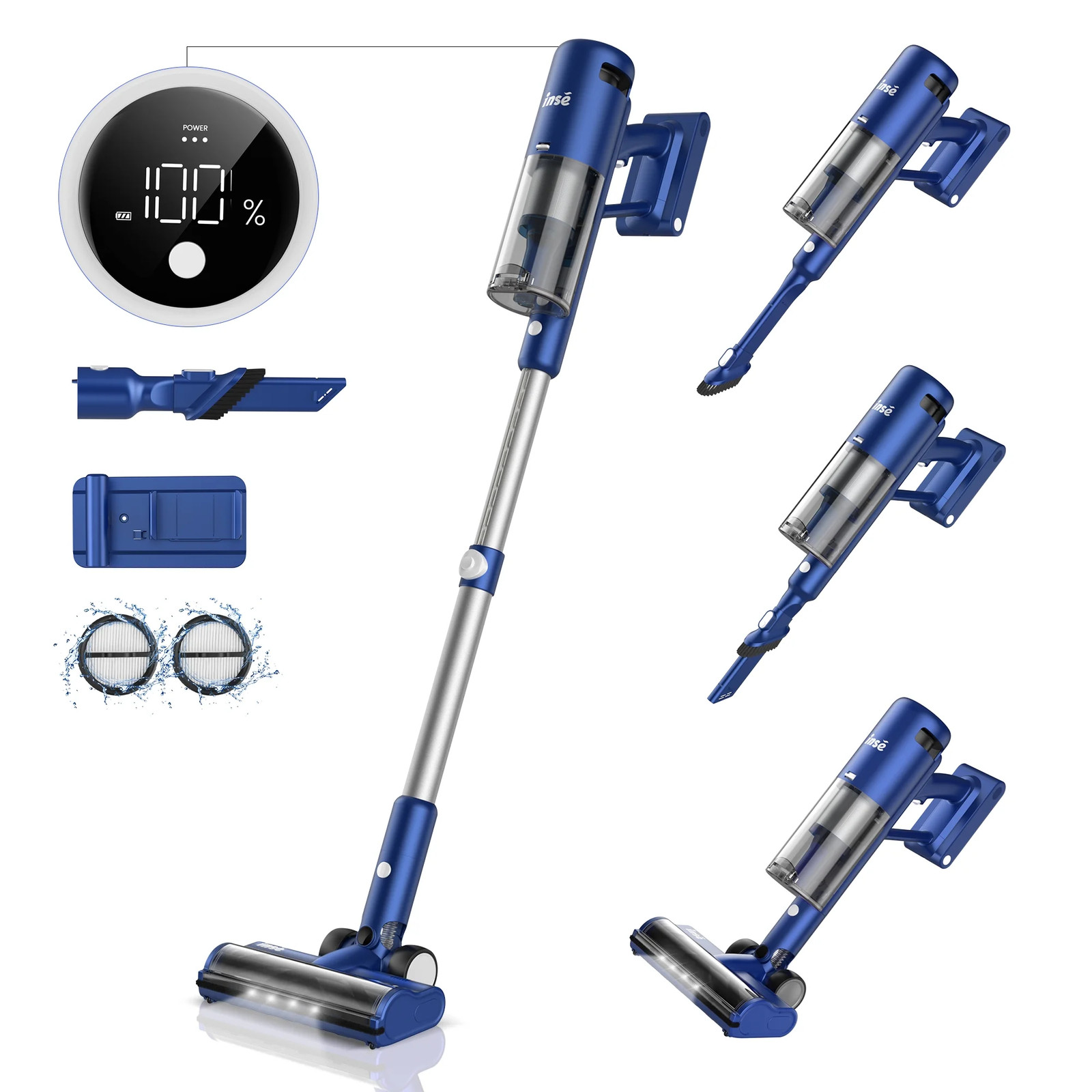 INSE V120 Vacuum Cleaner 30000Pa Cordless Stick Vacuum for Carpet Hardfloors Pet