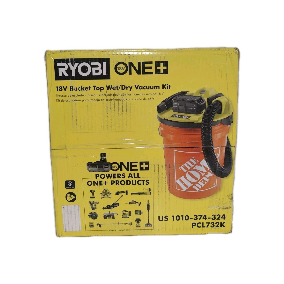 RYOBI Wet/Dry Bucket Top Vacuum Kit 5 Gal. 18V Cordless with Battery + Charger