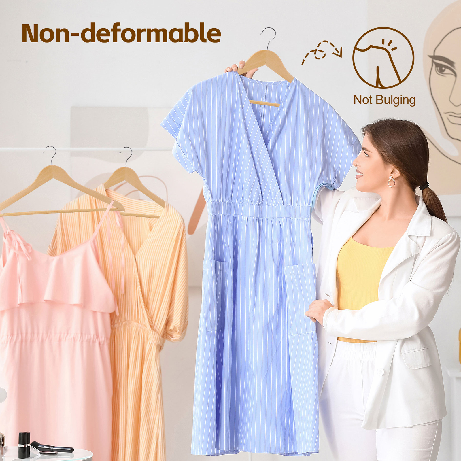 Premium Wooden Hangers 50 Pack Durable Slim Coat Hanger with 360° Rotatable Hook