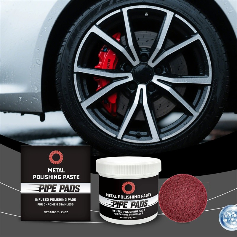 Metal Polish Paste Protectant Scratch Remover Pipe Infused Polishing Pads100g