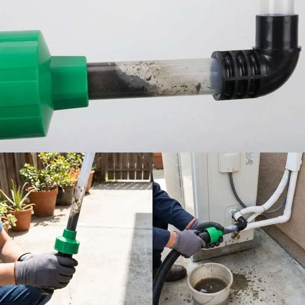 AC Drain Line Cleaner Adapter HVAC Condensate Drain Unclog Tool 1″ Connector