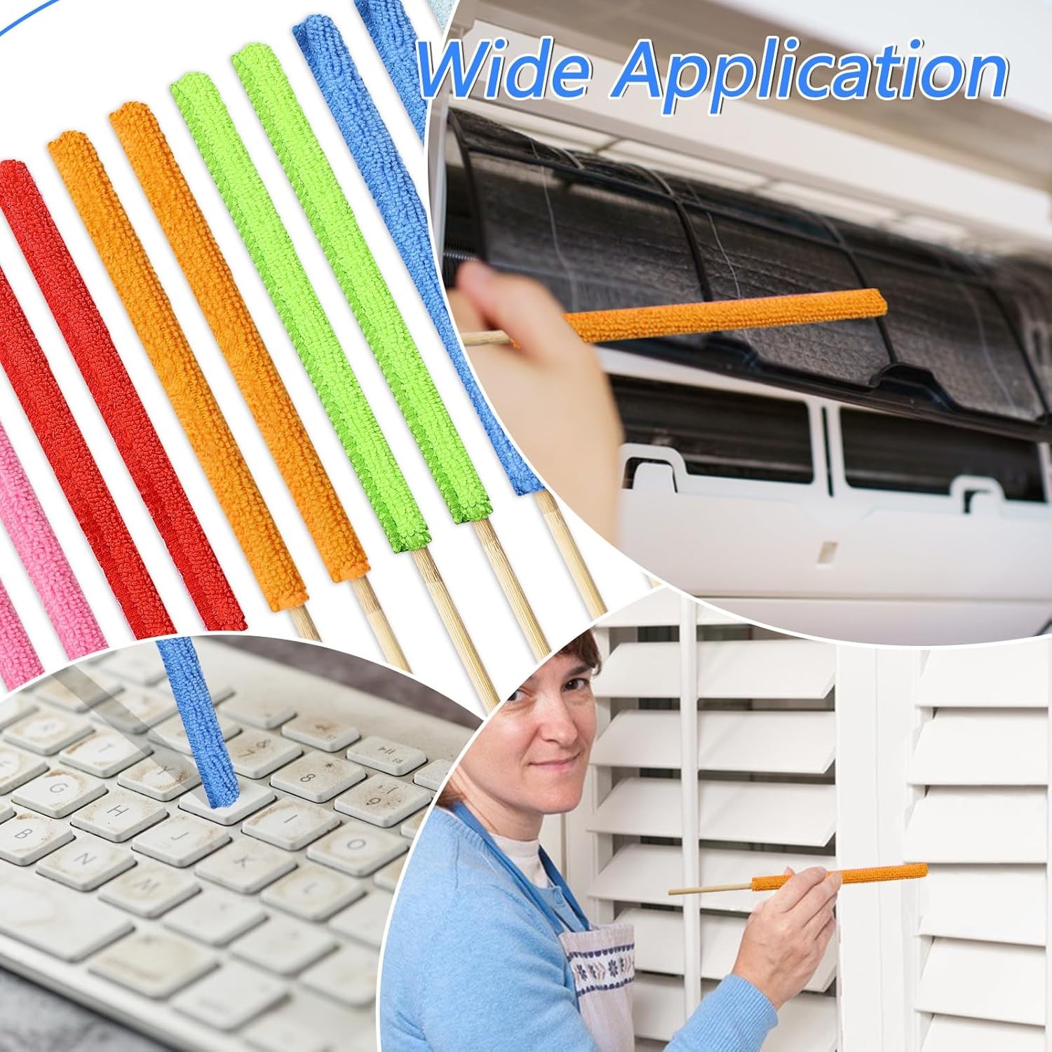 12Pcs Microfiber Fan Cleaning Brushes AC Vent Duster Sticks Car Window Blind Too