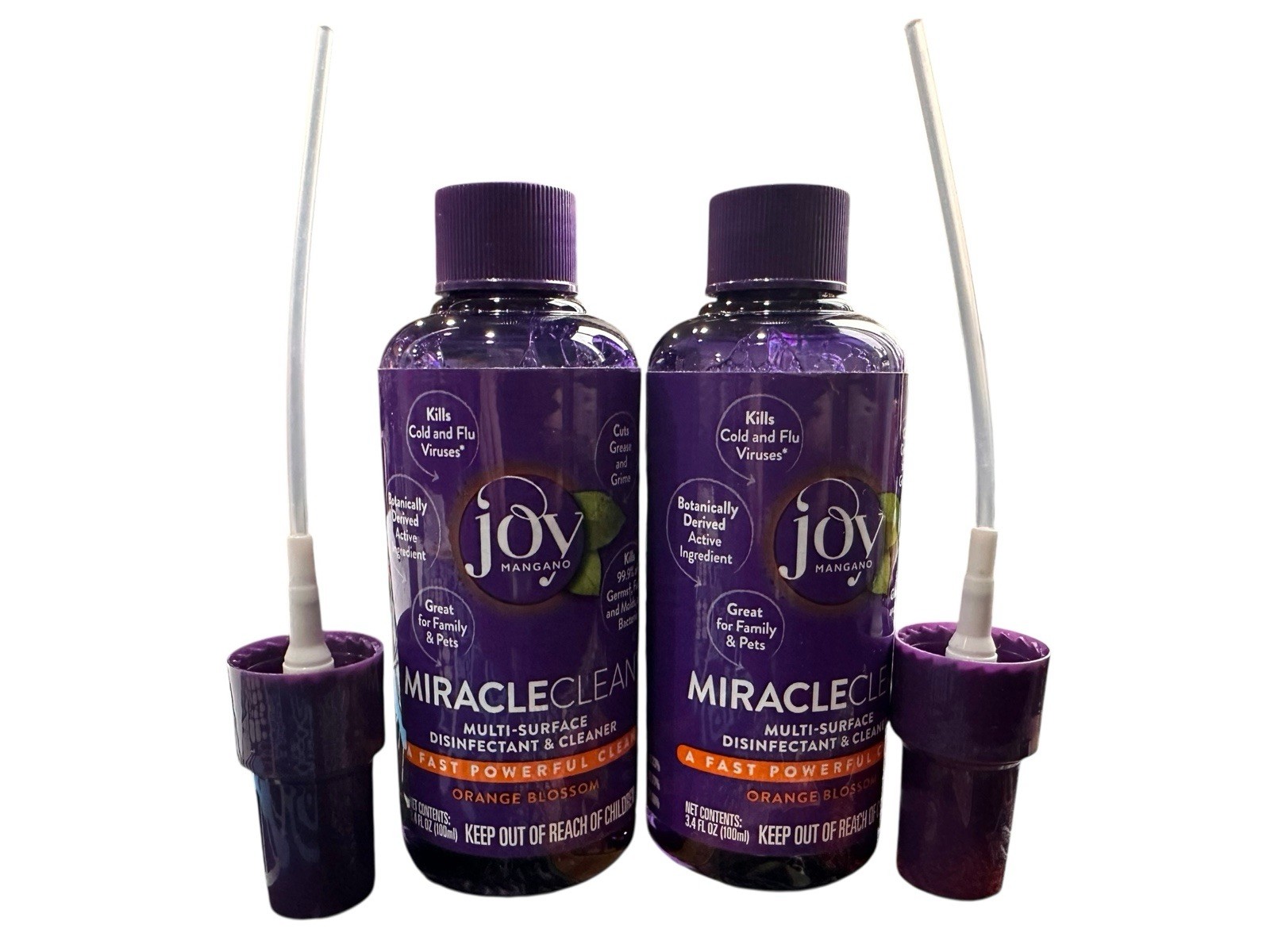 Joy Mangano MiracleClean – Orange Blossom – 2 Bottles Travel Size Cleaner 3.4 oz