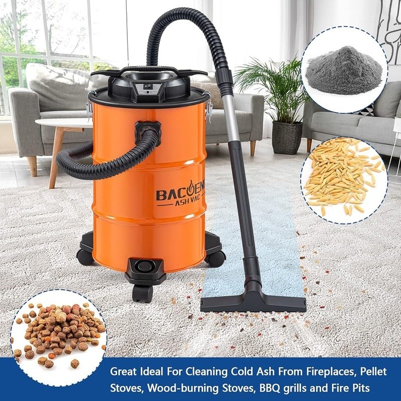 Powerful Fireplace Vacuum 1200W 10A Hot Ash Cleaner Bagless HEPA Filter New