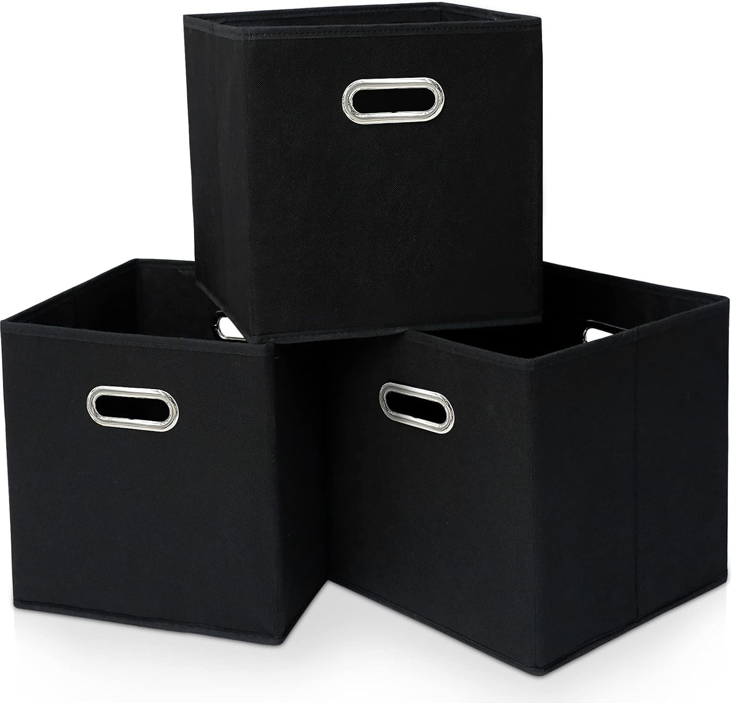 Black Fabric Cubby Storage Bins，13x13x13 Inches ，Cube Organizer Bin Foldable Sto