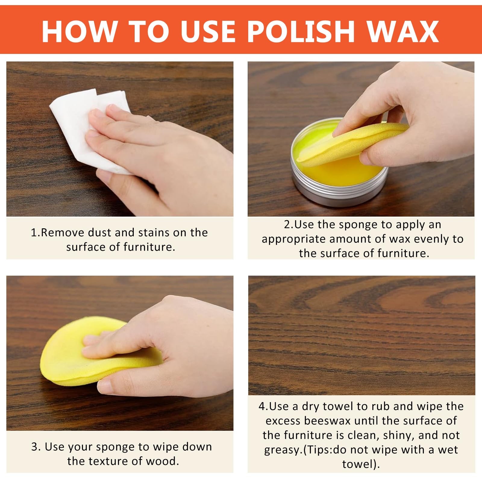 Wood Wax for Furniture, Paste Wax for Wood Floor Polish, Conditioner, Cleaner…
