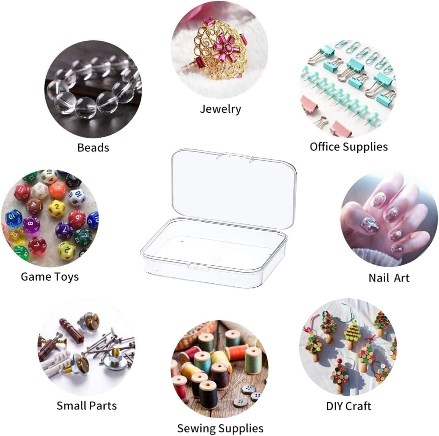 12 Pcs Mini Plastic Storage Containers Box with Lid, 4.5×3.4 Inches Clear Rectan