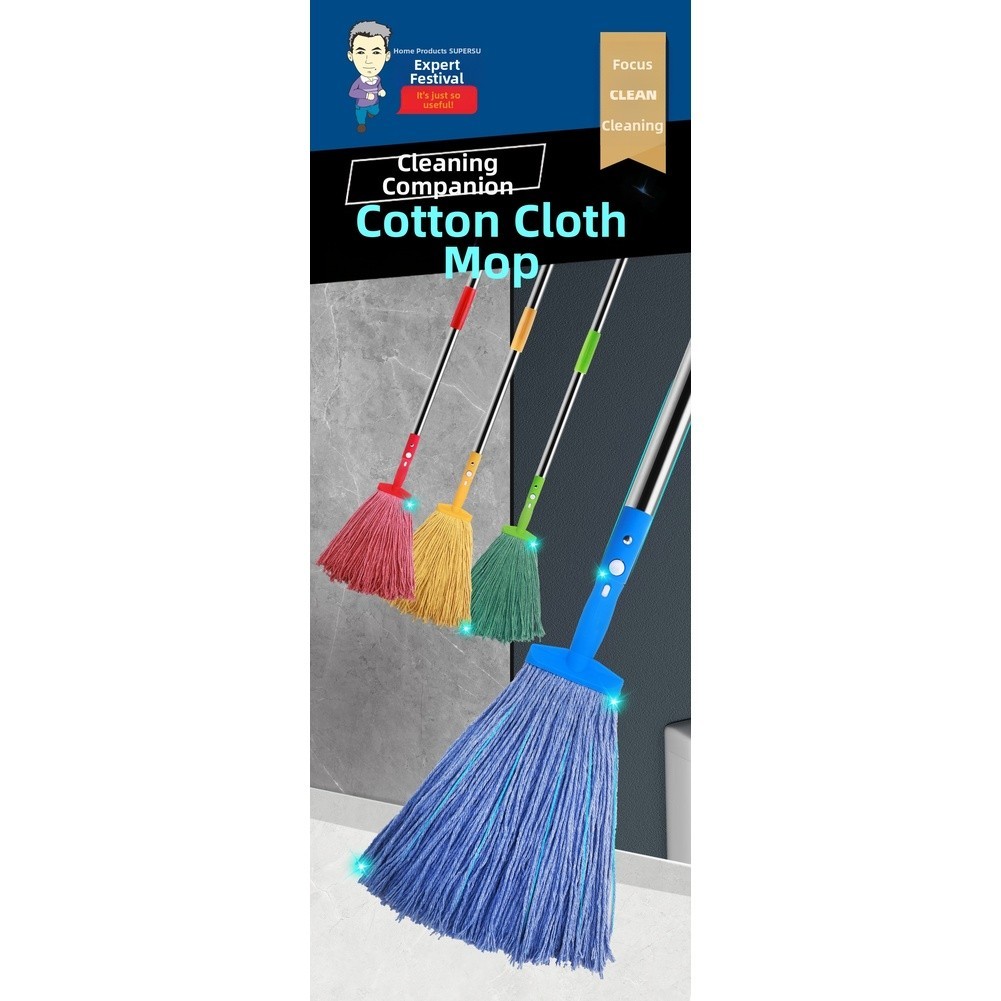 For Wax Mop with Ergonomic Non Slip Grip 36cm Cotton Yarn 1.2M Steel Rod