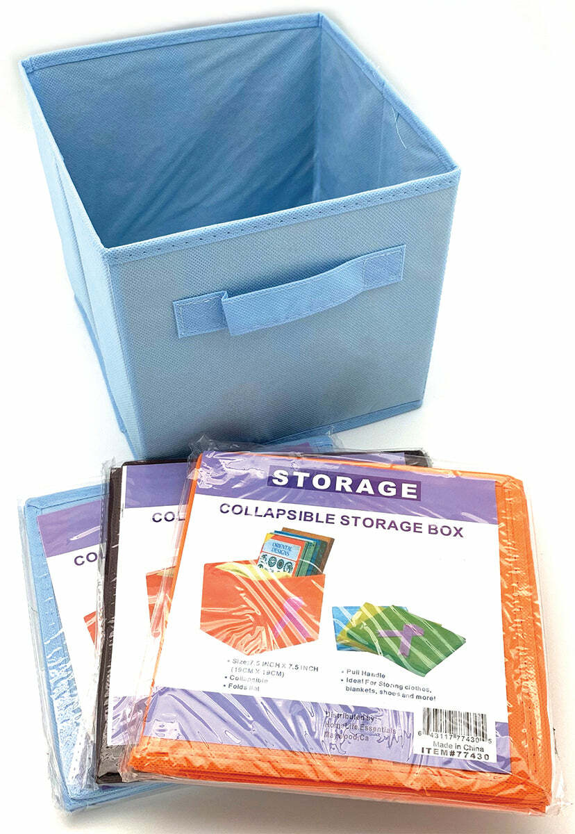 4pc Storage Cube 7.5″ x 7.5″ Folds Flat, 3 Assorted Colors