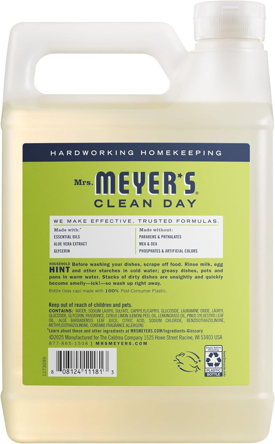 Mrs Meyers Liquid Dish Soap Refill Peony Scent Plant Derived 48 fl oz New