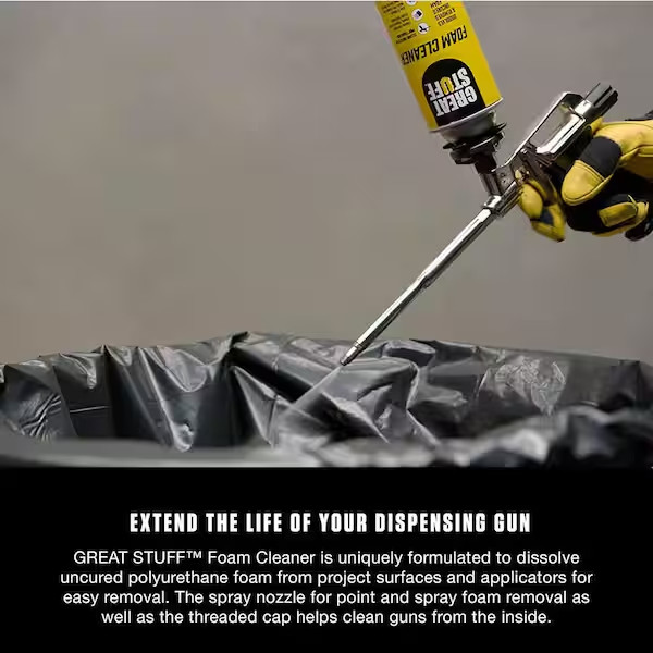 Great Stuff 12oz Spray Foam Sealant Cleaner Removes Uncured Insulation Residue