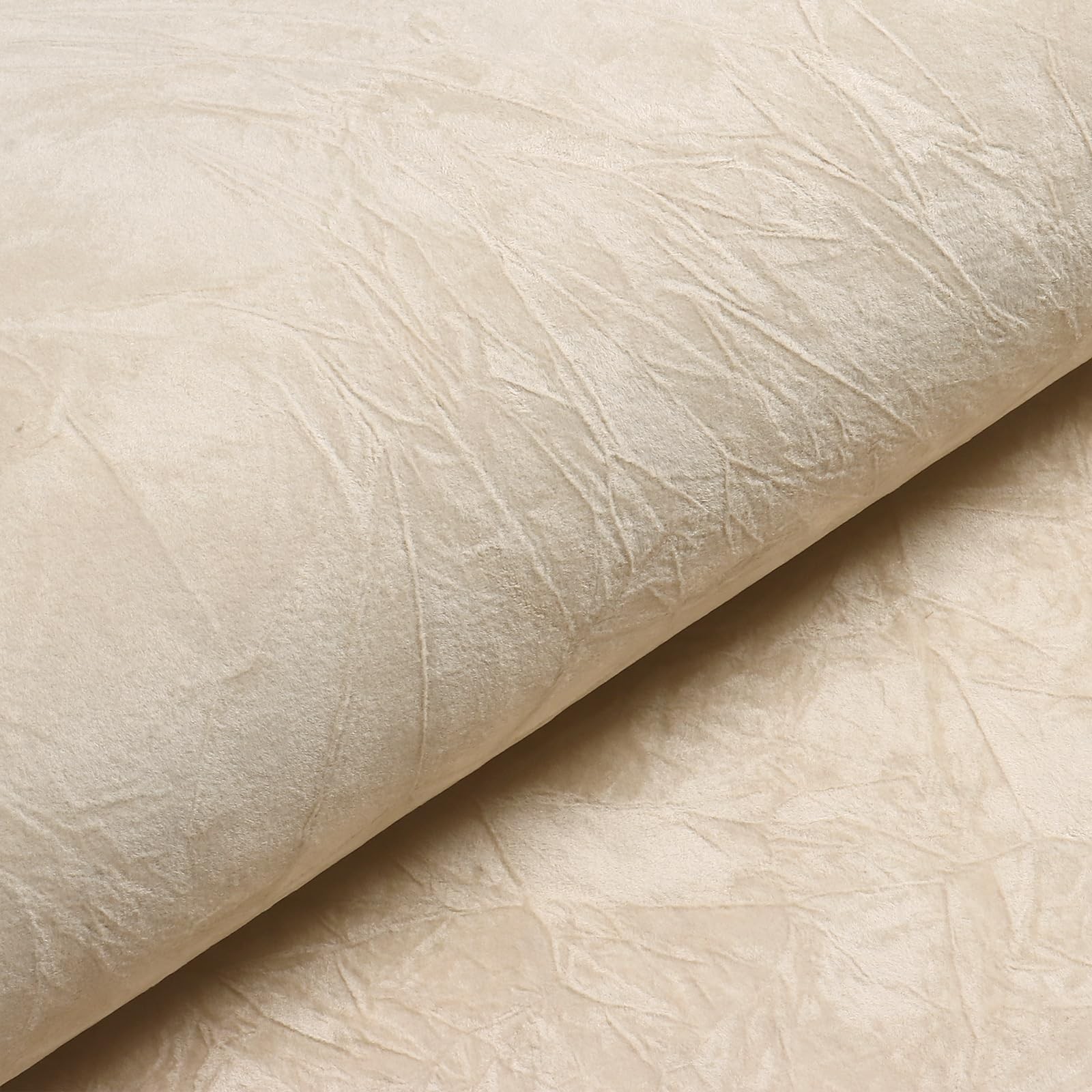 VEELIKE Beige Crushed Velvet Flocking Liner Self 15.7″W x 118″L,