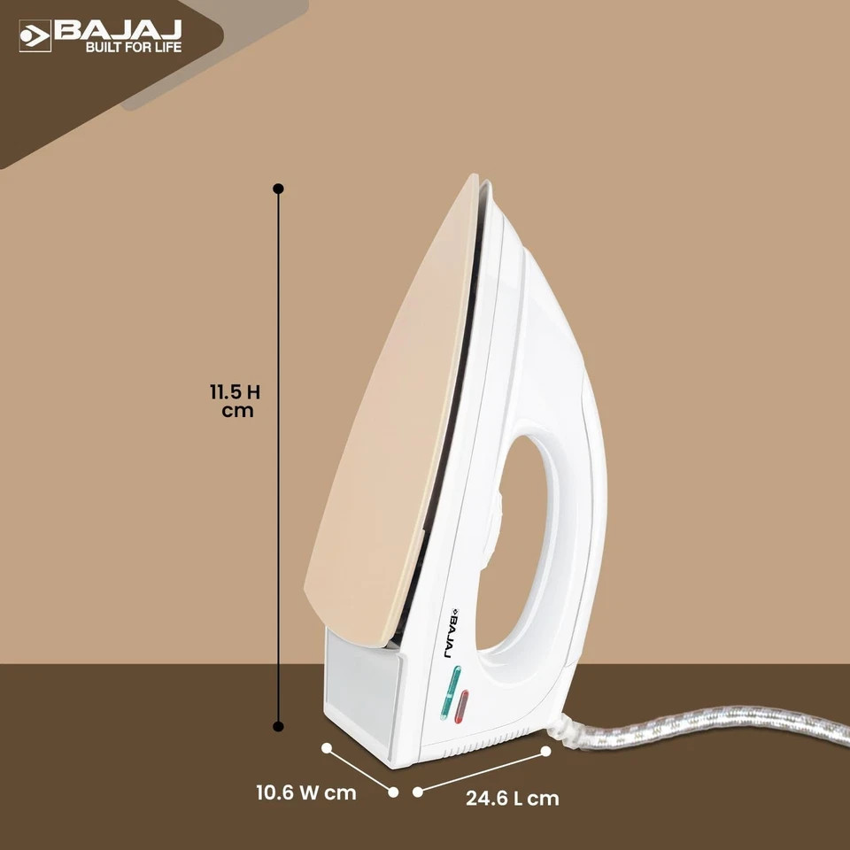 Bajaj DX-7 1000 Watts Dry Iron | Advance Soleplate Light Weight Iron White 220V