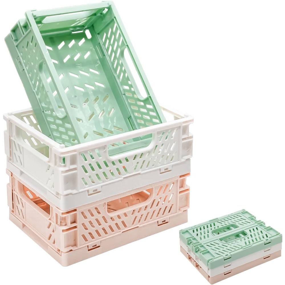 Collapsible Storage Baskets 3 Pack Foldable Plastic Organizer Bin Stackable