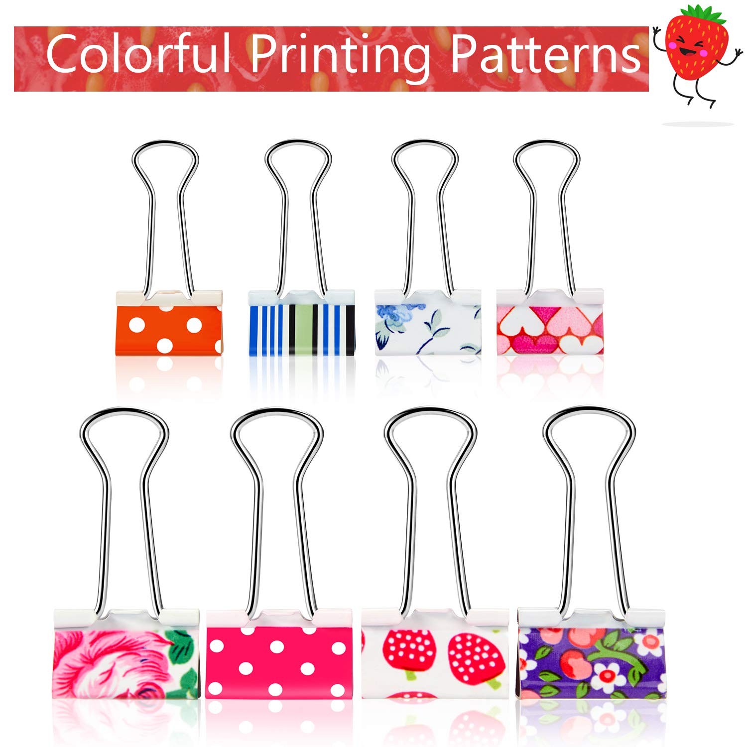 Outus 48 Pcs Cute Binder Clips with Box 2 Sizes Floral 0.75 Inches, 1 Inch
