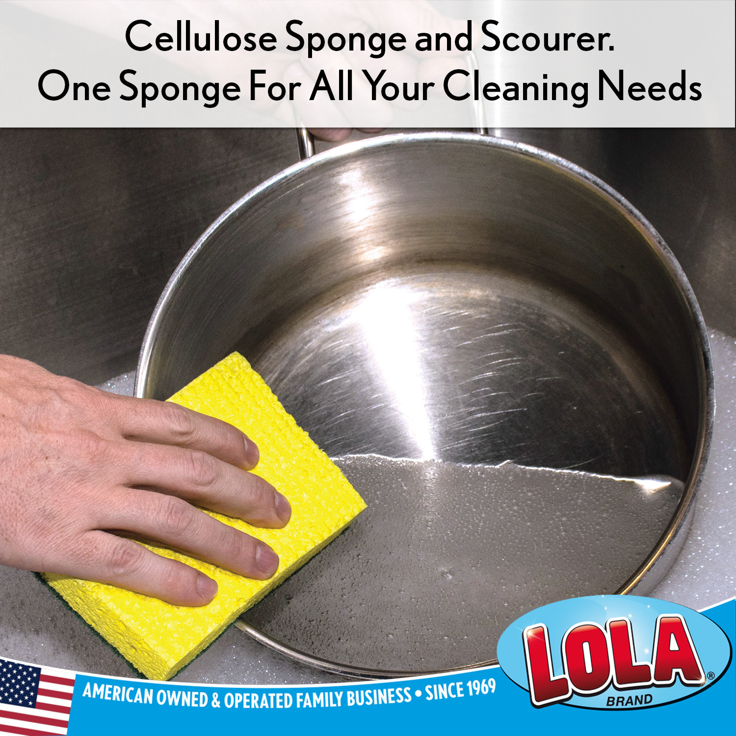 Cellulose Sponge & Scourer – Heavy Duty Dual Purpose Super Absorbent by LOLA