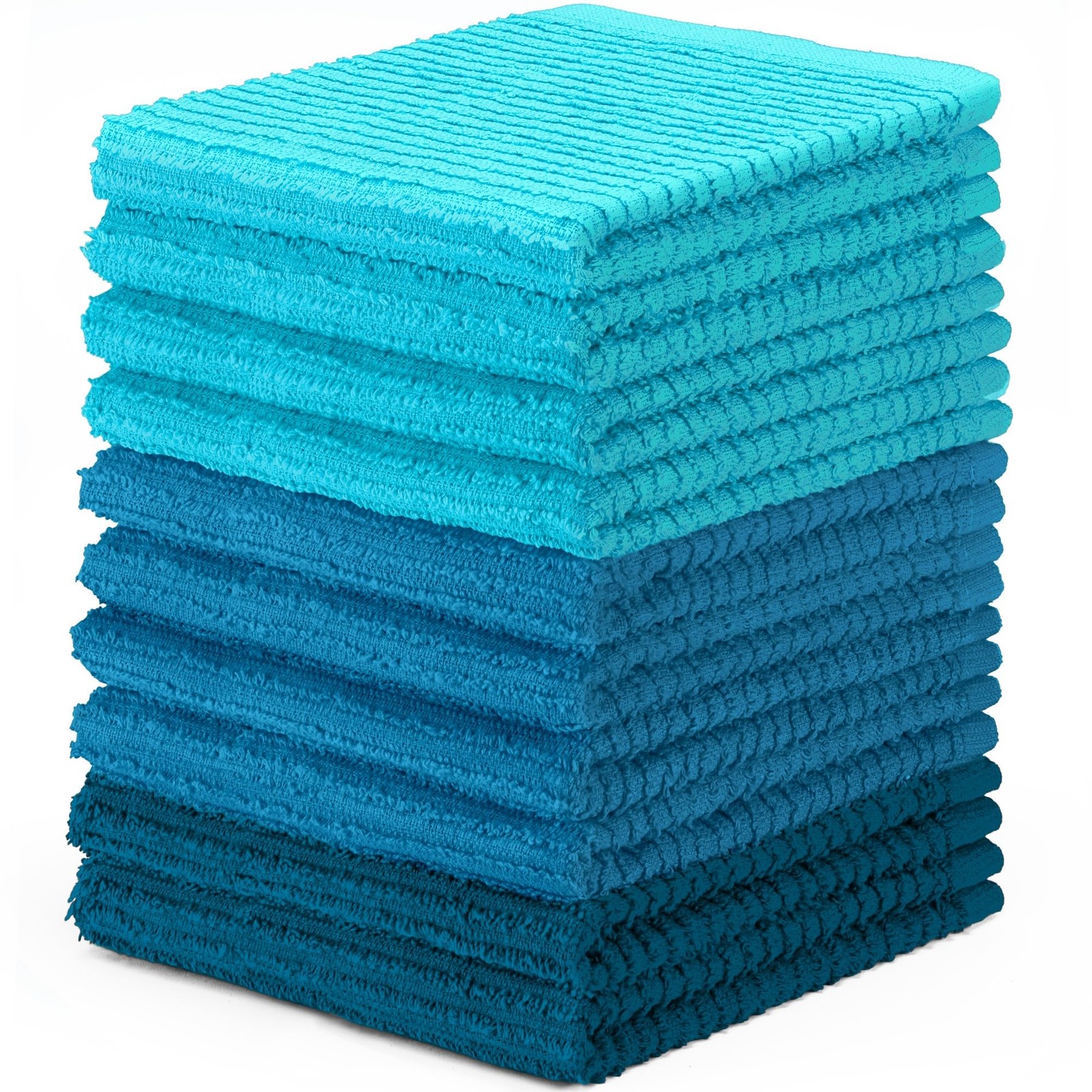 DecorRack 10 Pack 100% Cotton Bar Mops, 12 x 12 inch 10 Pack, Turquoise Set