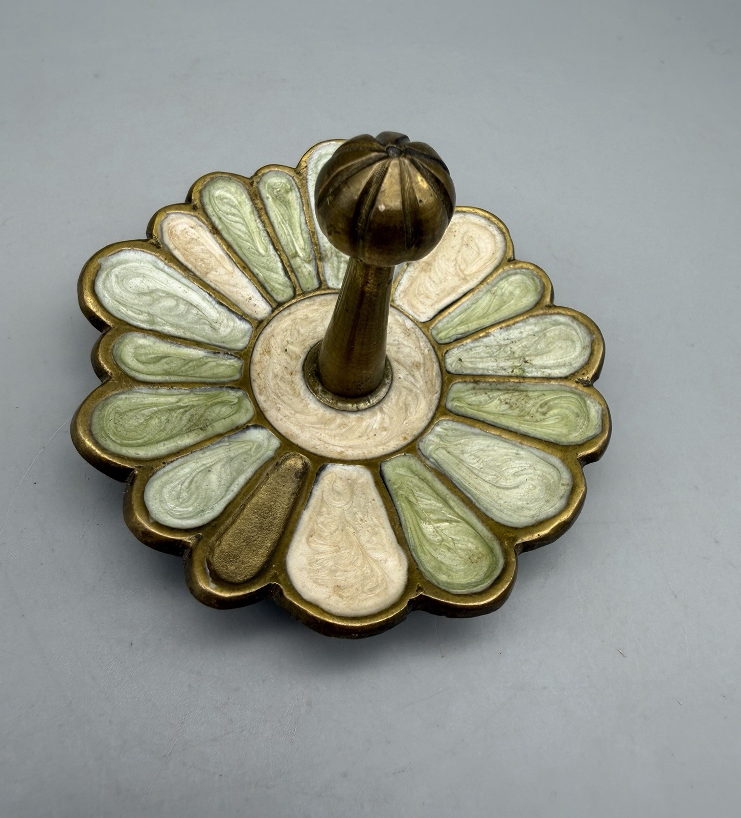 Anthropology Art Nouveau-Style Enamel on Brass Flower Hook