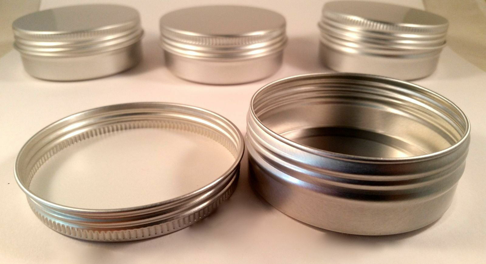24PCS/ 1oz Silver Aluminum Round Lip Metal Tin Storage Jar Balm Container & Lid
