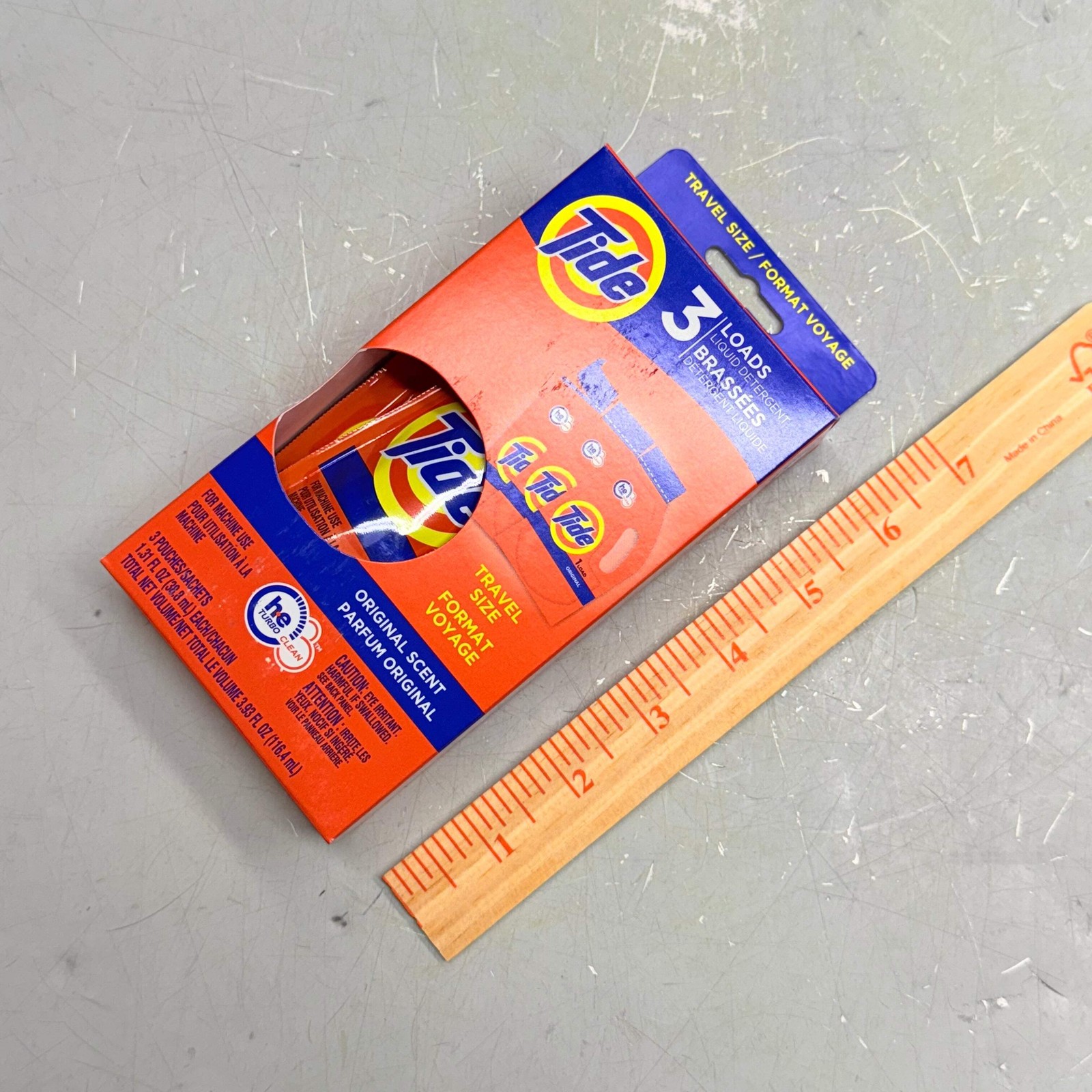TIDE (2 PACK, 6 Total Pouches) Liquid Laundry Detergent Travel Size HE 1.31oz/ea