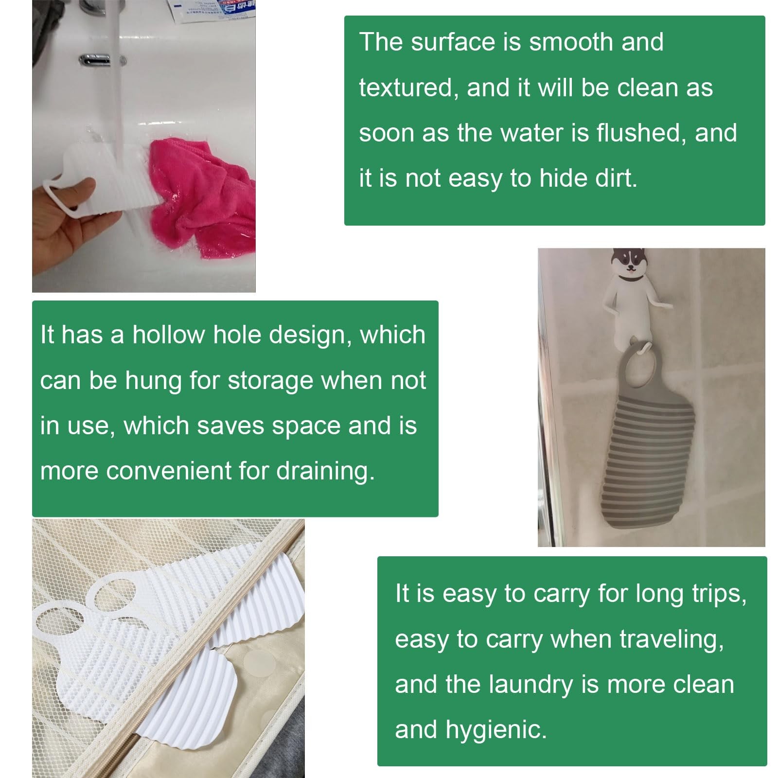 NentMent 3 Pack Mini Washboard Portable 0.09 liters, Gray, White, Green