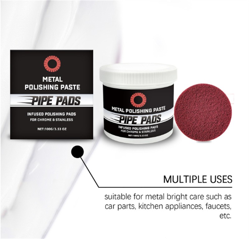 Metal Polish Paste Protectant Scratch Remover Pipe Infused Polishing Pads100g