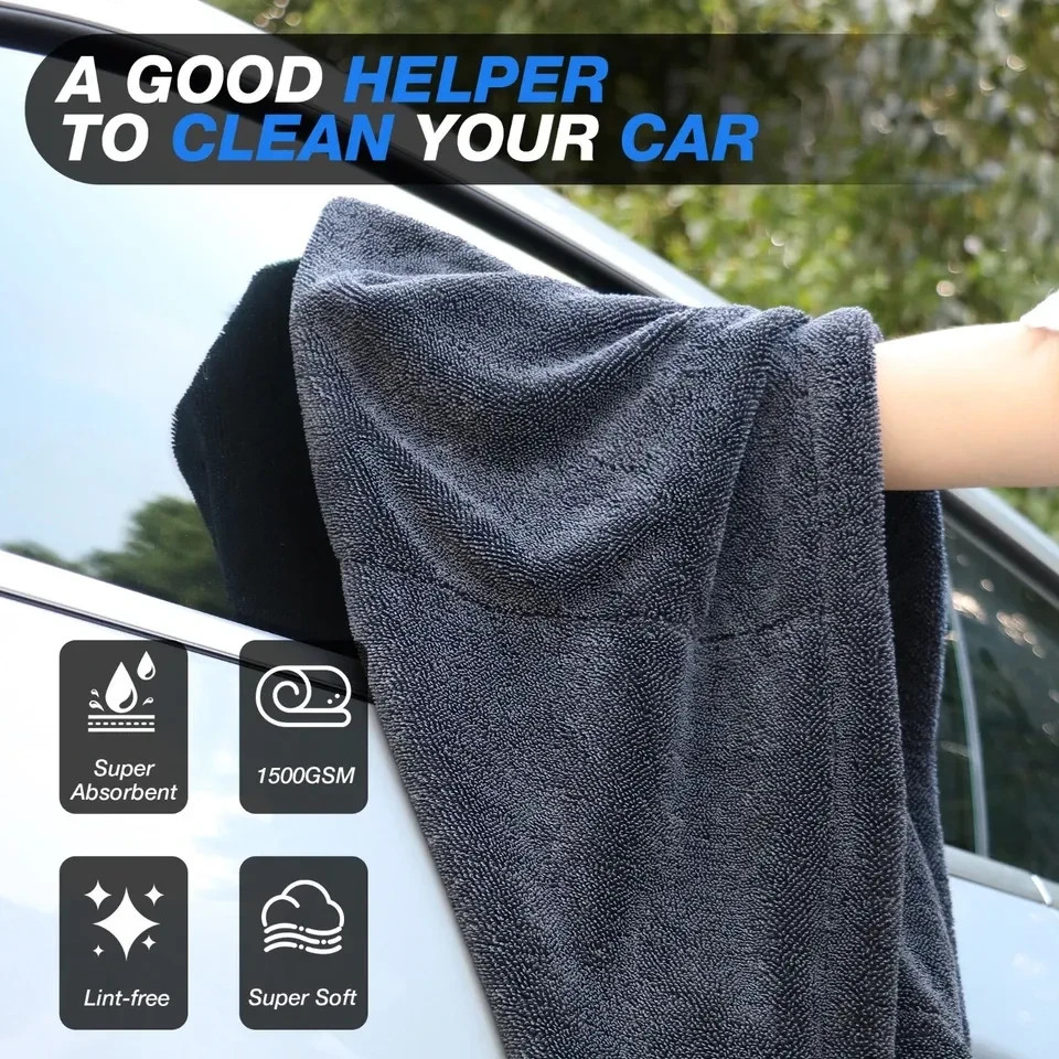 Water Absorbing Car Wash Microfiber Drying Towel Twisted Loop 24 x 36″ 1500GSM
