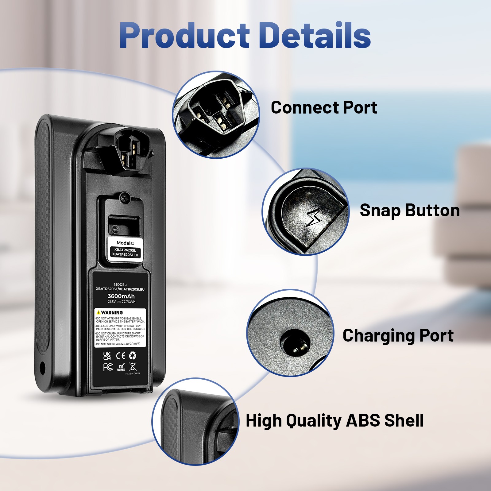 New XBATR620SL LITHIUM-ION BATTERY For SHARK UZ565H IZ531H IZ540H IZ562H IZ662H
