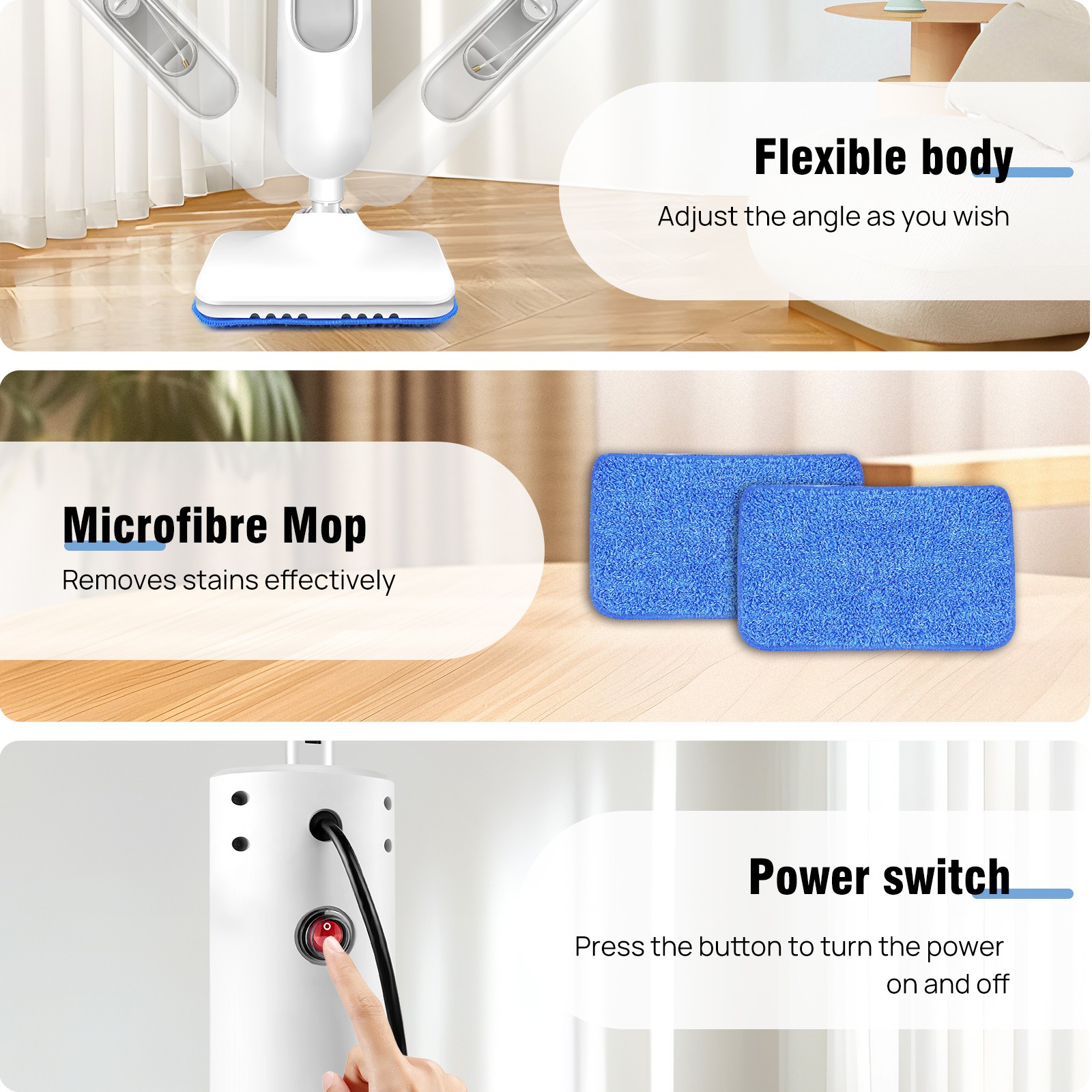 Dayplus Steam Mop, 2500W Floor Steamer with Detachable Handheld Steam Cleaner