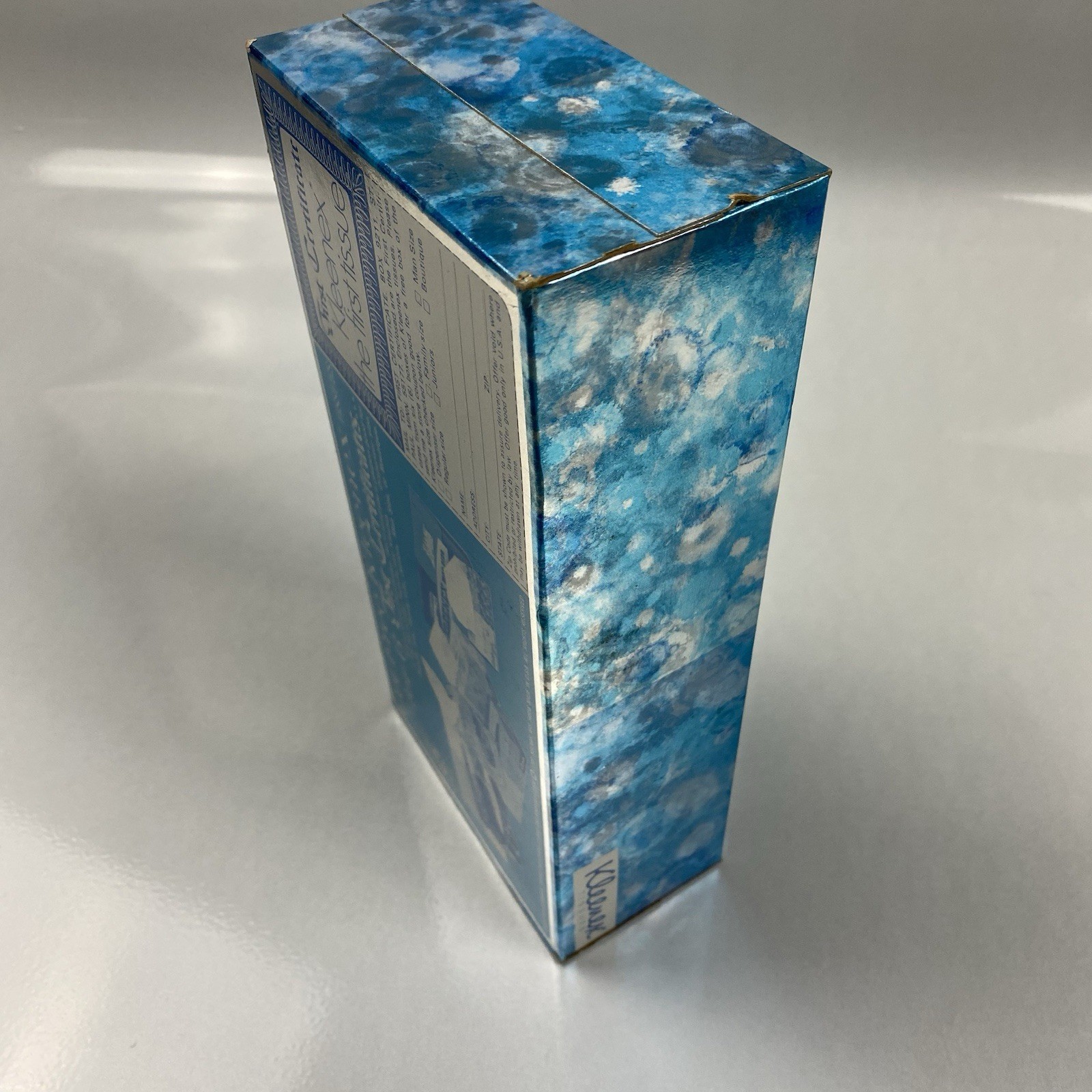 vintage 1966 KLEENEX TISSUE BOX BLUE SILVER FOIL 60s NOS PROP DISPLAY