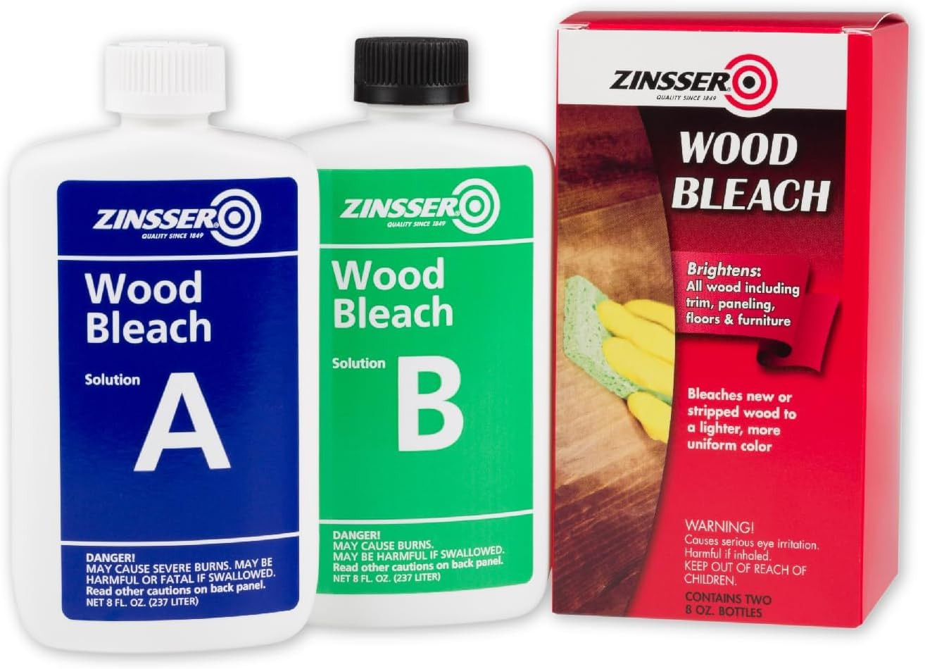 Zinsser Wood Bleach Kit, 2-Step Brightening System, Interior Wood Surfaces | 8Oz