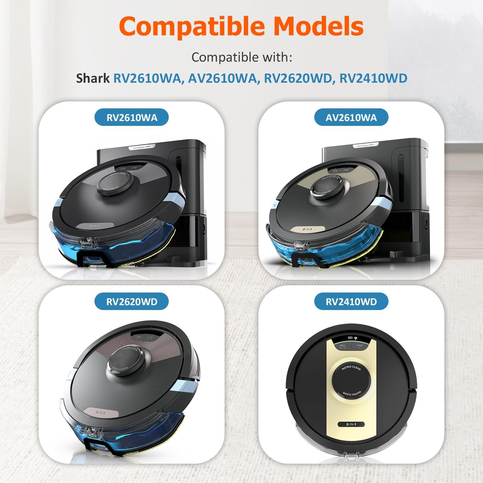 4 Mop Pads & Filters for Shark AI Ultra Robot Vacuum – 2-in-1 Mop Accessories