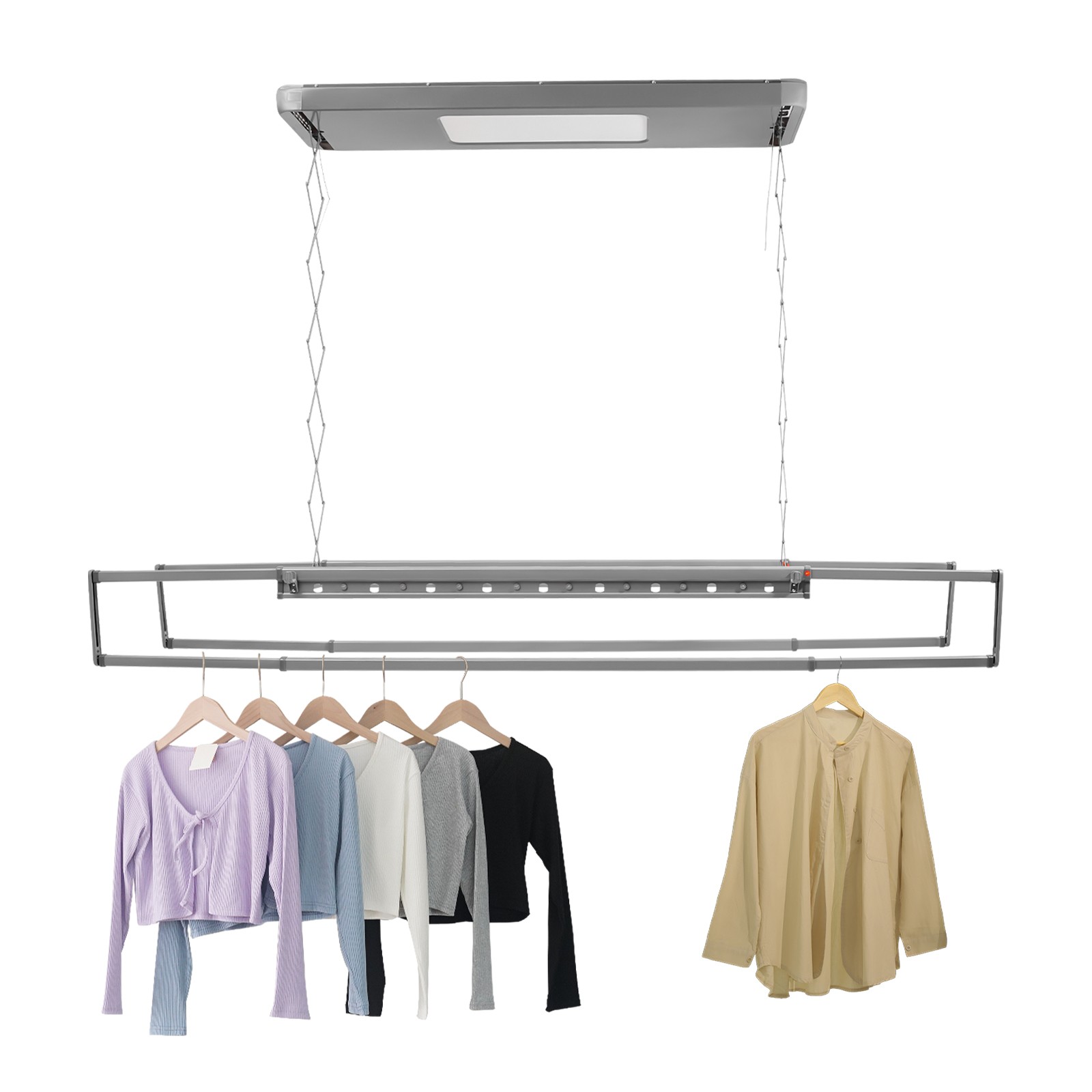 Electric Retractable Airing Rack W/ Remote Control & Light Clothes Drying Rack